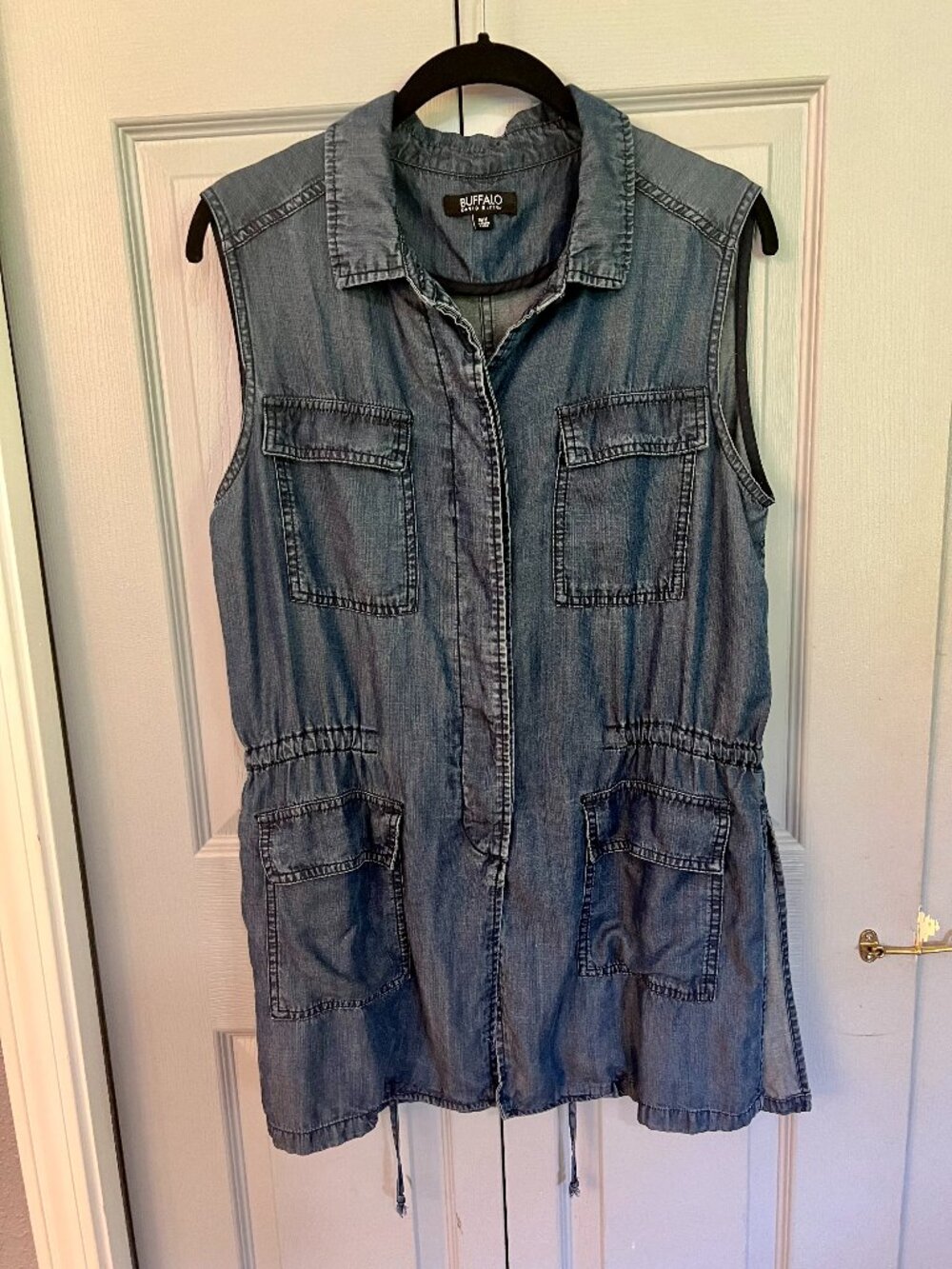 Buffalo Blue Soft Denim Sleeveless Utility Vest